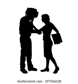 Vector silhouette of a couple on a white background.