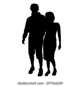 Vector silhouette of a couple on a white background.