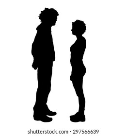 Vector silhouette of a couple on a white background.
