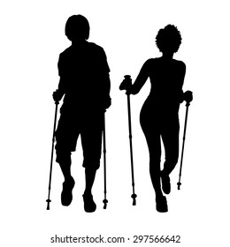Vector silhouette of a couple on a white background.