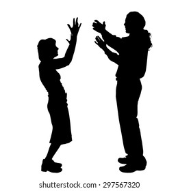 Vector silhouette of a couple on a white background.