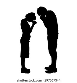 Vector silhouette of a couple on a white background.