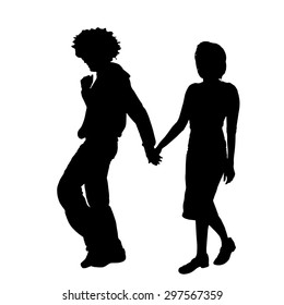Vector silhouette of a couple on a white background.