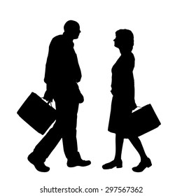 Vector silhouette of a couple on a white background.
