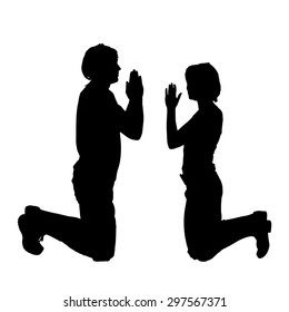 Vector silhouette of a couple on a white background.