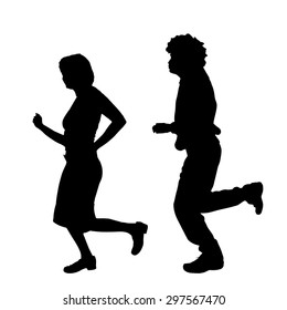 Vector silhouette of a couple on a white background.