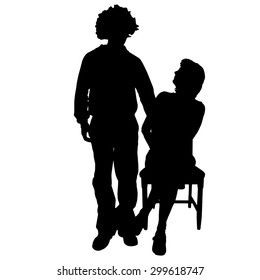 Vector silhouette of couple on a white background.