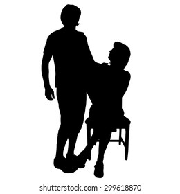 Vector silhouette of couple on a white background.