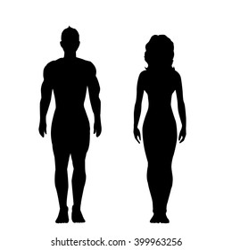 Vector silhouette of couple on white background.