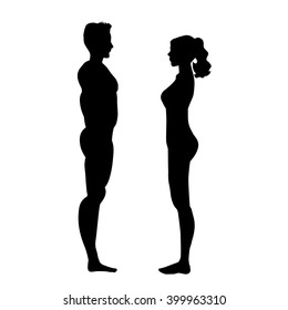 Vector silhouette of couple on white background.