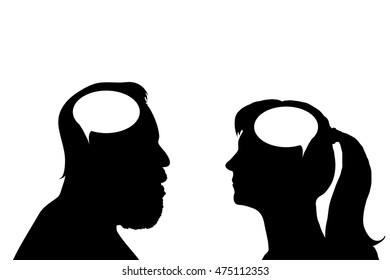 Vector silhouette of couple on white background.