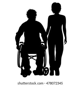 Vector silhouette of couple on white background.