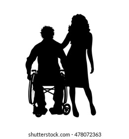 Vector silhouette of couple on white background.