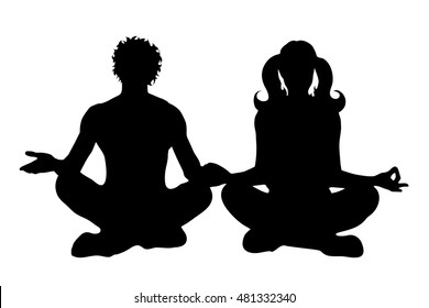 Vector silhouette of couple on white background.