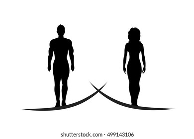 Vector silhouette of couple on white background.