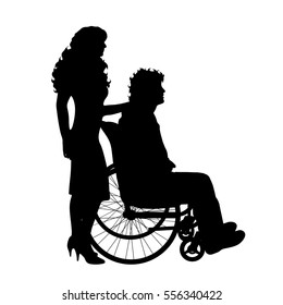 Vector silhouette of couple on white background.
