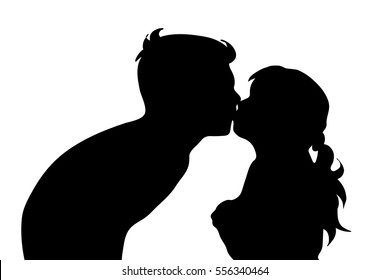 Vector silhouette of couple on white background.