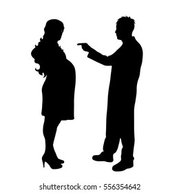 Vector silhouette of couple on white background.