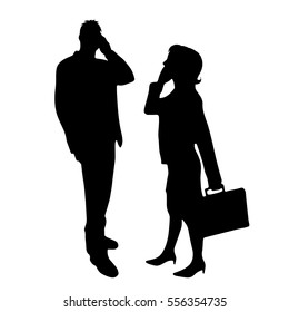Vector silhouette of couple on white background.