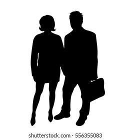 Vector silhouette of couple on white background.