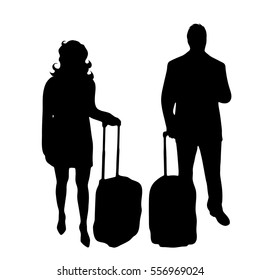 Vector silhouette of couple on white background.