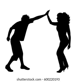 Vector silhouette of couple on white background.
