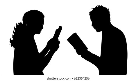 Vector silhouette of couple on white background.