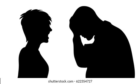 Vector silhouette of couple on white background.