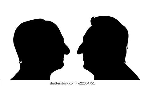 Vector silhouette of couple on white background.