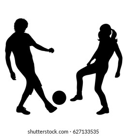 Vector silhouette of couple on white background.