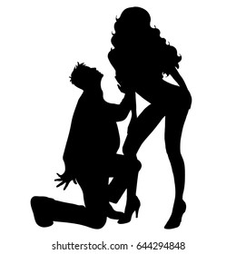 Vector silhouette of couple on white background.