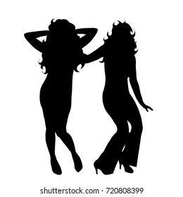 Vector silhouette of couple on white background.
