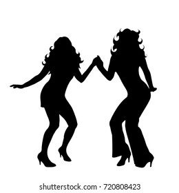 Vector silhouette of couple on white background.