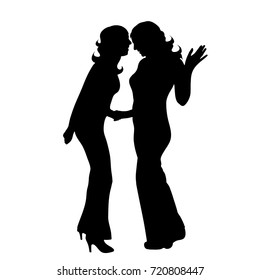 Vector silhouette of couple on white background.