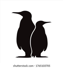 Silueta vectorial de un par de pingüinos. Símbolo de animal ártico.
