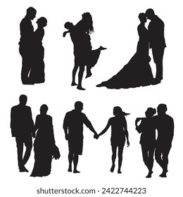 vector silhouette couple wedding art design