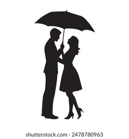vector silhouette of a couple and white background