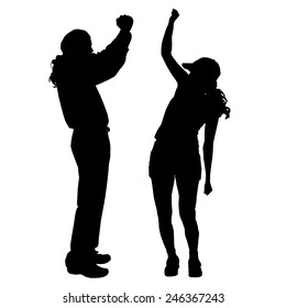 Vector silhouette of couple who argues on a white background.