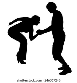 Vector silhouette of couple who argues on a white background.