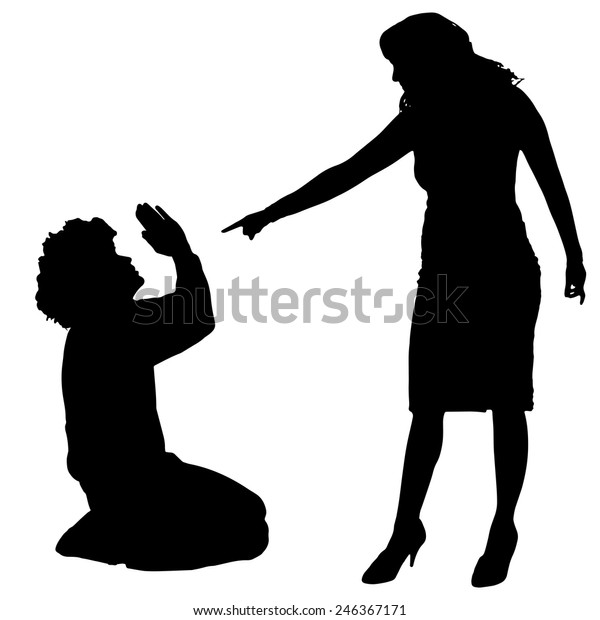 Vector Silhouette Couple Who Argues On Stock Vector (Royalty Free ...