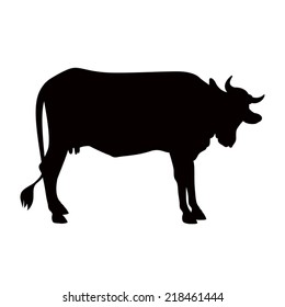 Vector silhouette of a cow isolated on white