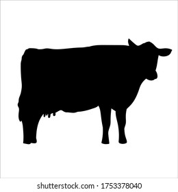 Silueta vectorial de una vaca sobre un fondo blanco.