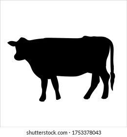Silueta vectorial de una vaca sobre un fondo blanco.