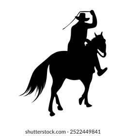 vector silhouette Cowboy riding horse