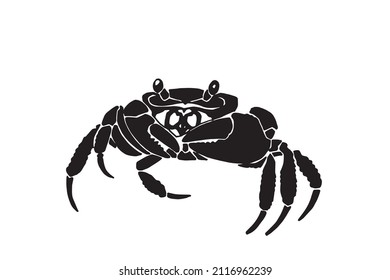 Vector silhouette of crab , graphical illustration, seafood element