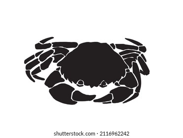 Vector silhouette of crab , graphical illustration, seafood element