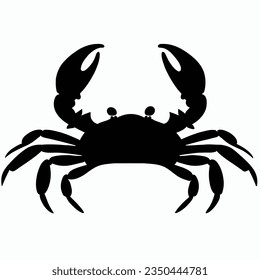 Vector Silhouette of Crab, Playful Crab Graphic for Marine and Ocean Concepts