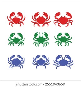 Ícone de Silhueta Vetorial de Caranguejos