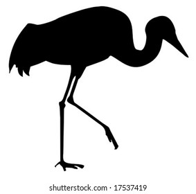 vector silhouette of the crane isolated on white background