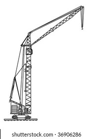 vector silhouette crane on white background